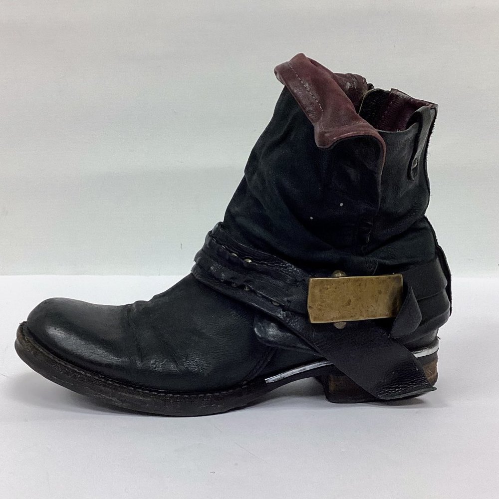 A.S.98 Sebastian Nero Black Leather Ankle Boots Sz 40